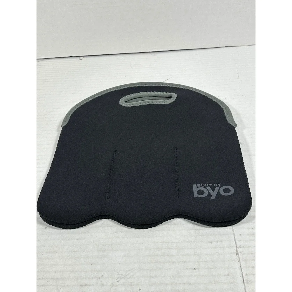 Built NY BYO 3 Bottle Wine Tote Insulated Neoprene Carrier Black Gray MF201
